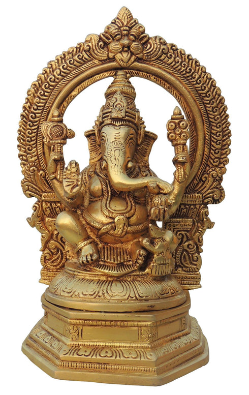 Brass Ganesh Circle Statue 3.34kg