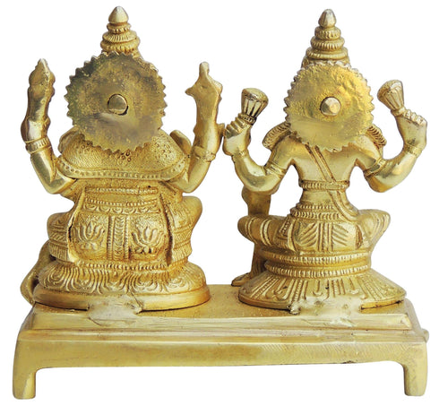 Brass Laxmi Ganesh God Idol Statue 2.16kg