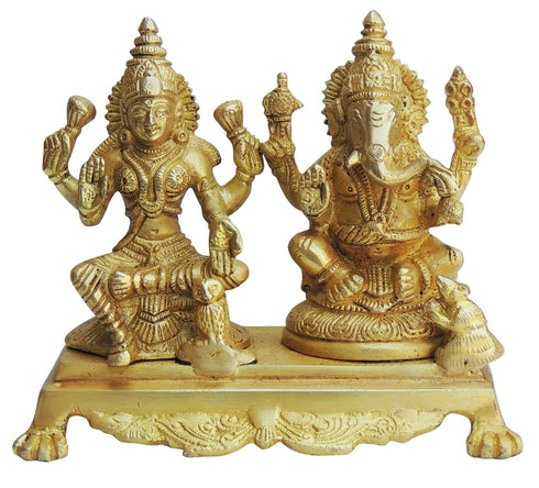 Brass Laxmi Ganesh God Idol Statue 2.16kg