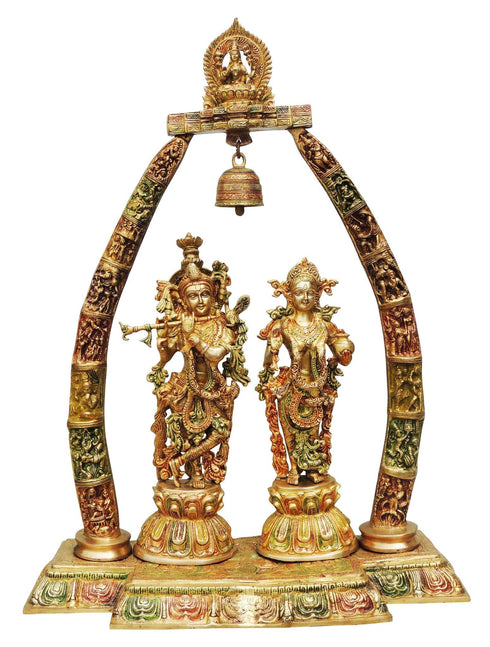 Brass Radha Krishna Darbar Colour Statue 30.25Kg