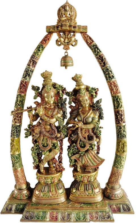 Brass Radha Krishna Darbar Colour God Statue 58Kg