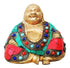 Brass Laughing Buddha Statue With Turquoise Coral 0.805Kg