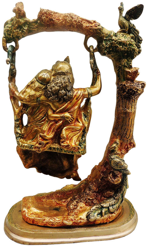 Brass Radha Krishna Jhula Colour Statue 7.9Kg