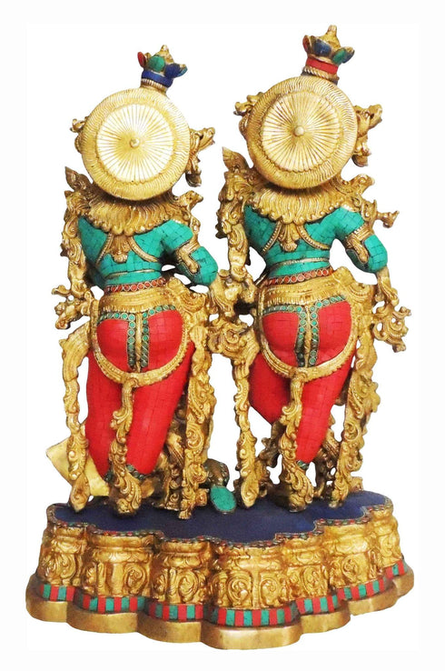 Brass Radha Krishna Same Base Big Stone 38.75Kg