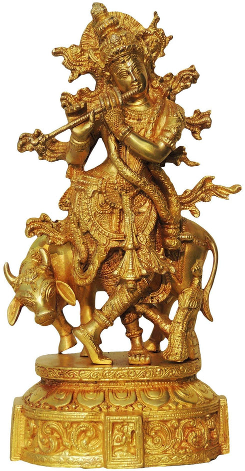 Brass Cow Krishna Idol 4.826Kg