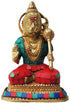 Brass Hanuman With Turquoise Coral Statue 1.346Kg