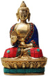 Brass Budha Statue With Turquoise Coral 1.138Kg