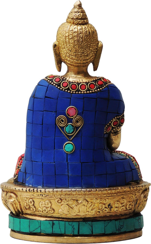 Brass Budha Statue With Turquoise Coral 1.138Kg
