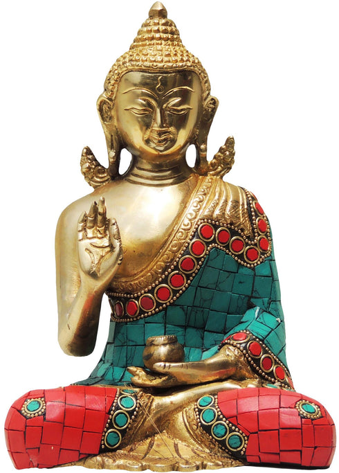 Brass Buddha Statue With Stone Finish 1Kg