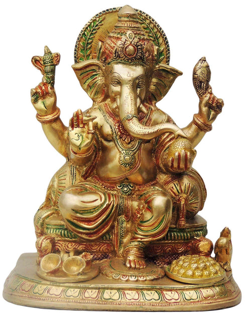 Brass Ganesh Ji With Colour God Statue 11.22Kg