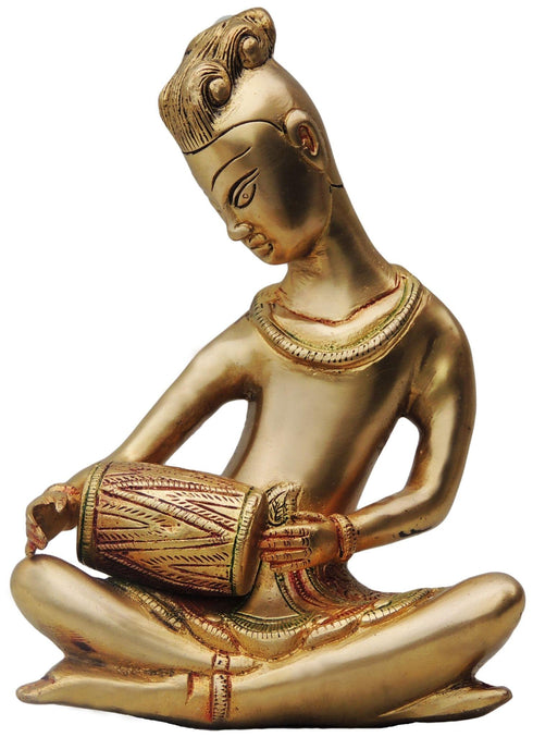 Brass Dholak Rajisthani Statue 2.7Kg