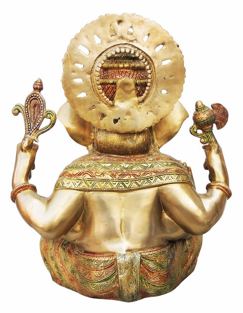 Brass Ganesh Ji Colour God Idol Statue 18.01Kg