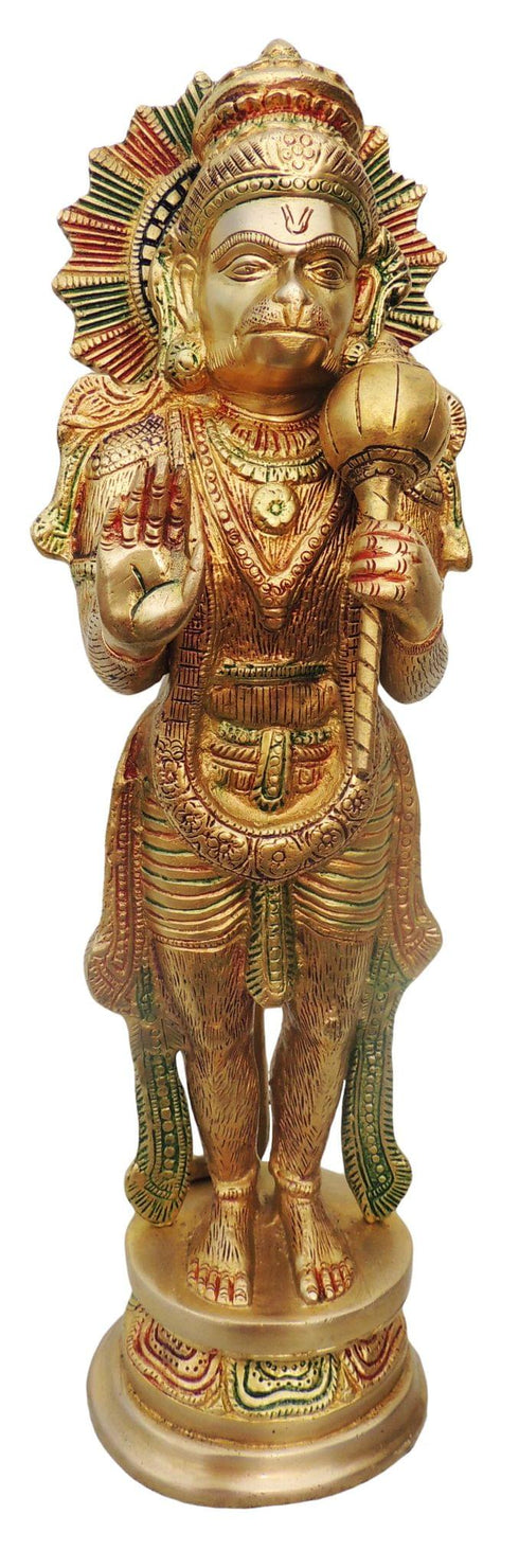 Brass Hanuman Ji Standing God Idol Statue 4.36Kg