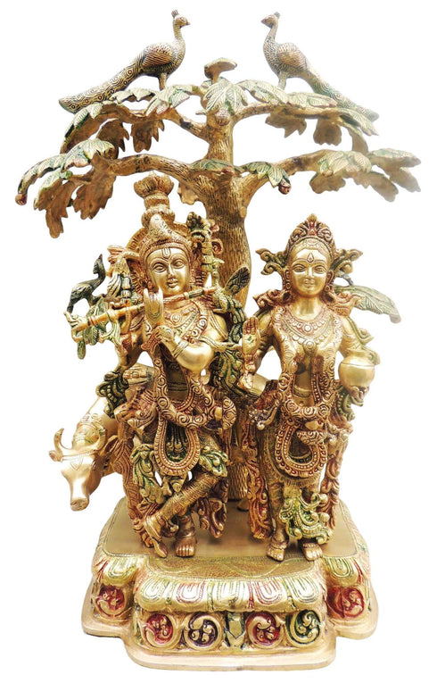 Brass Tree Radha Krishna Colour Statue 25.77Kg