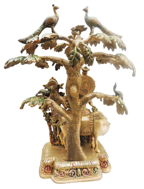 Brass Tree Radha Krishna Colour Statue 25.77Kg