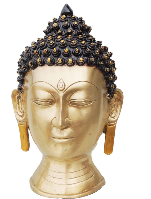 Brass Budha Head Statue Antique Finish 9.38Kg