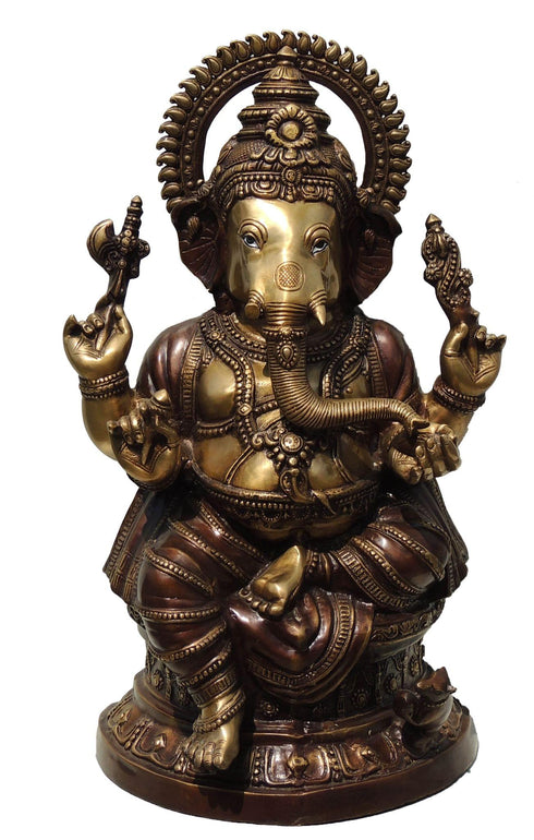 Brass Ganesh Ji Antique Statue 24.9Kg