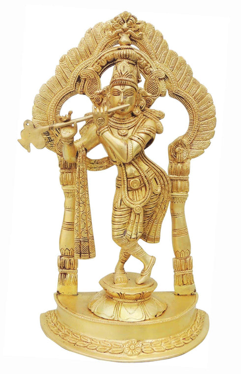Brass Krishna Standing Darbar Sf Yellow 5.13Kg