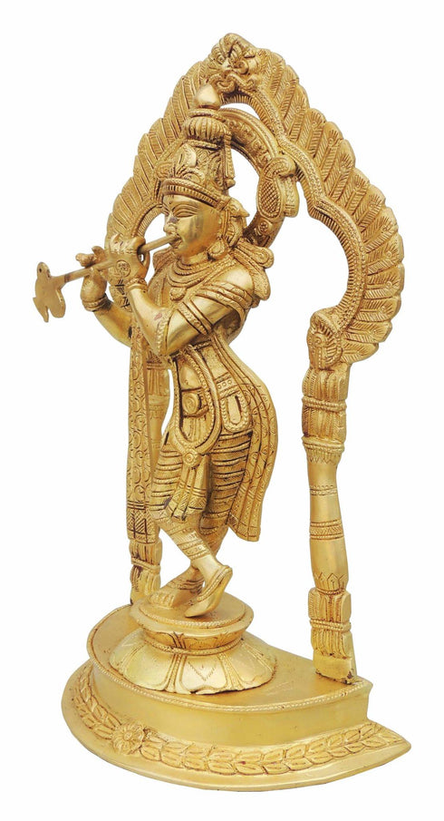 Brass Krishna Standing Darbar Sf Yellow 5.13Kg
