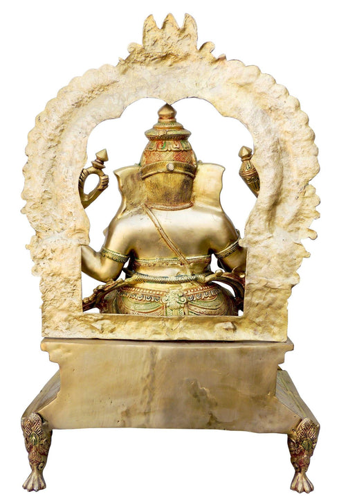 Brass Ganesh Big With Frame Statue 35.86Kg