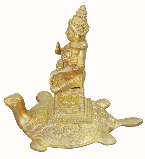 Brass Laxmi Ji Sitting On Tortoise Idol 0.51Kg