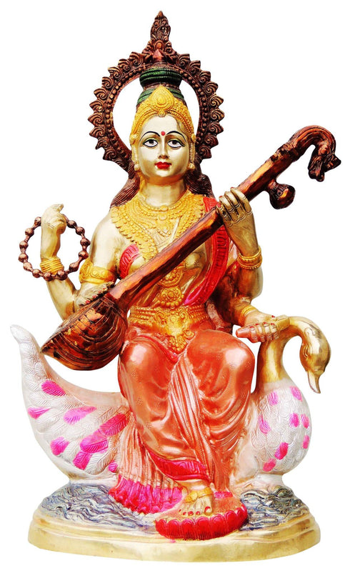 Brass Saraswati Ji Goddess Statue 27.2Kg