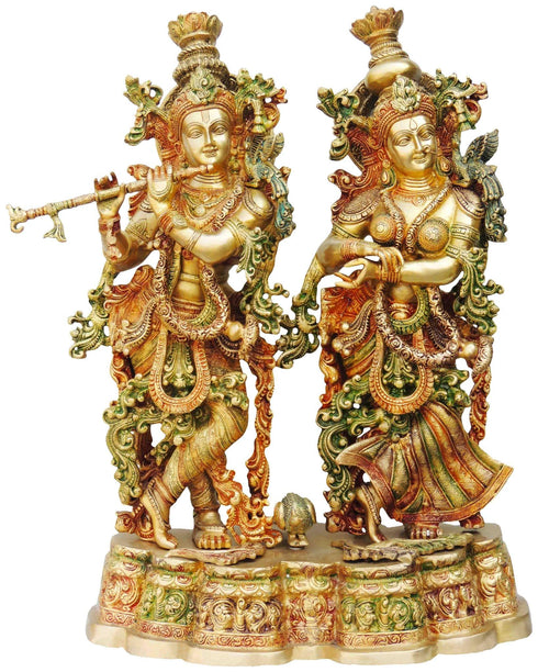 Brass Radha Krishna Platform God Idol 36.24Kg