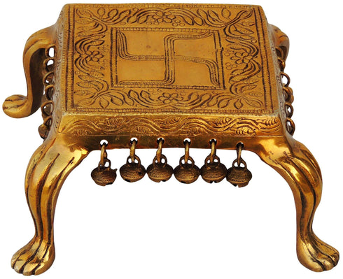 Brass Chowki For God Idol Statue 1.46Kg