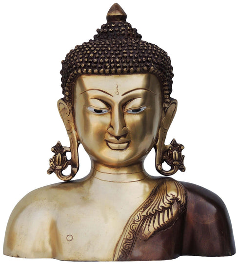 Brass Budha Head Antique Statue 4.42Kg