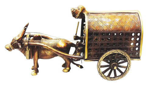 Brass Bull Cart Statue 3.27Kg