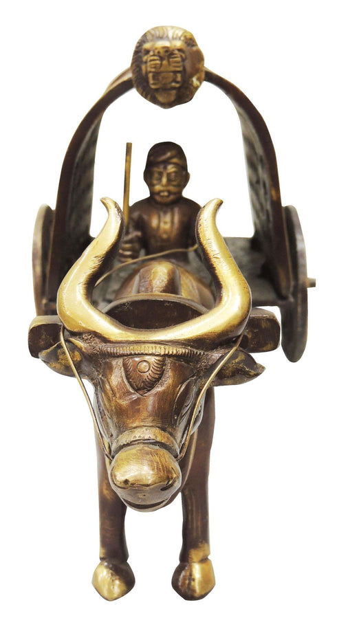 Brass Bull Cart Statue 3.27Kg