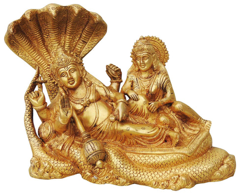Brass Vishnu & Laxmi Ji With Shesnag Statue 7.22Kg
