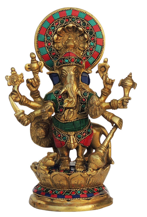 Brass Drishti Ganesh Stone Statue 2.3Kg
