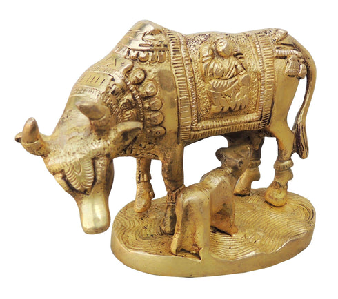 Brass Cow With Base Statue 0.85Kg