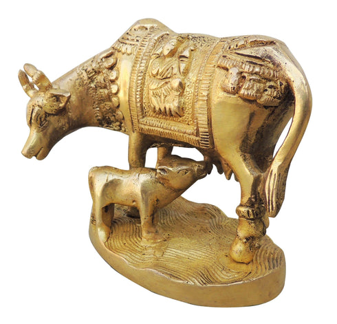 Brass Cow With Base Statue 0.85Kg