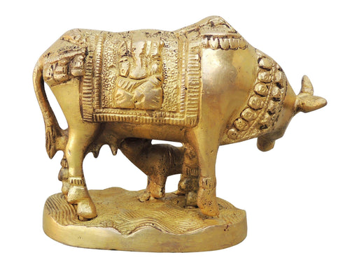 Brass Cow With Base Statue 0.85Kg