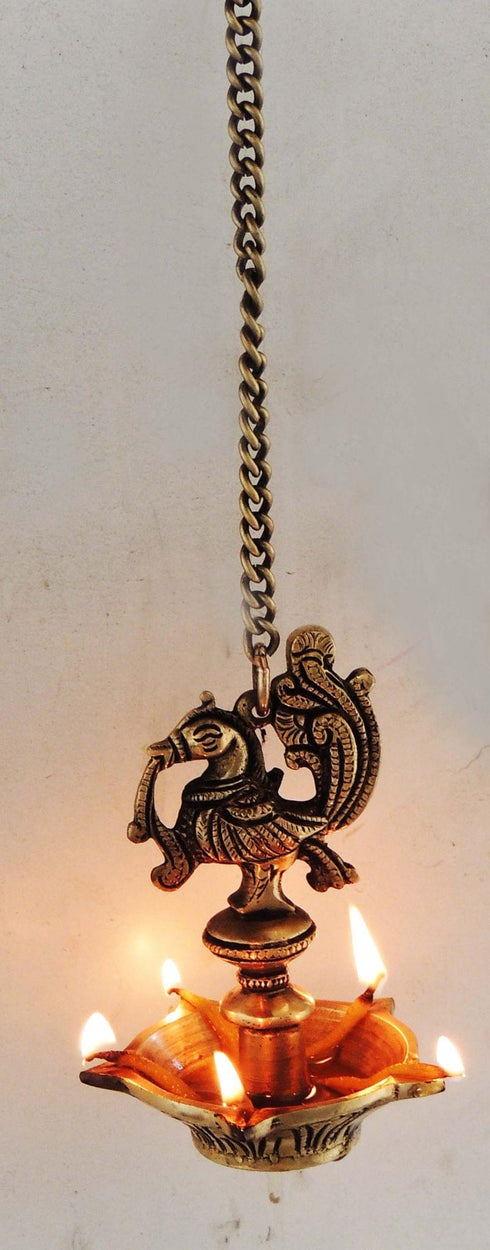 Brass Murga Deepak With Chain Statue 0.415Kg