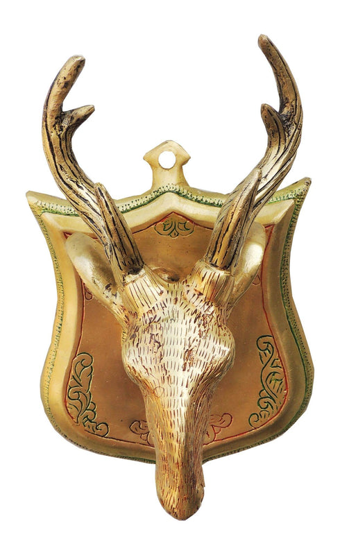 Brass Wall Hanging Deer Face Statue 3.36Kg