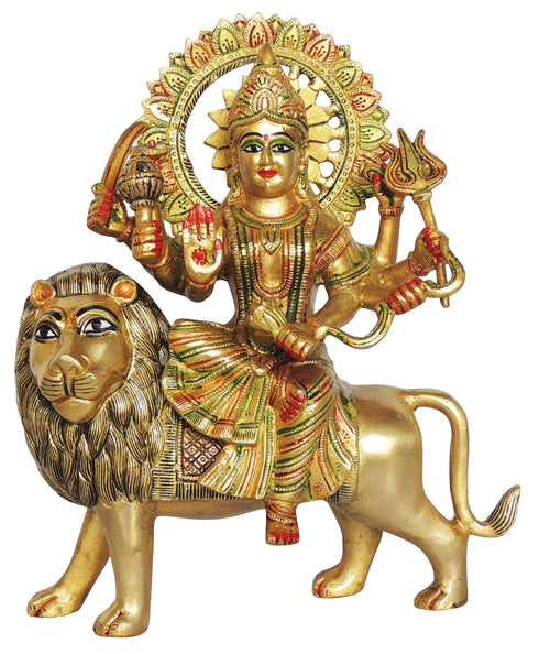 Brass Durgaji Colour Goddess Idol Statue 5.6Kg