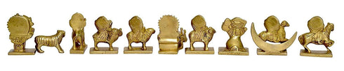 Brass 9 Planets Navagraha Statue 3.02Kg