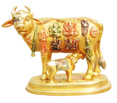 Brass Cow With Calf Statue 2.3Kg