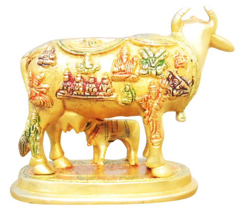 Brass Cow With Calf Statue 2.3Kg