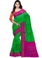 Latest Pochampally Ikkat Green And Pink Color Saree