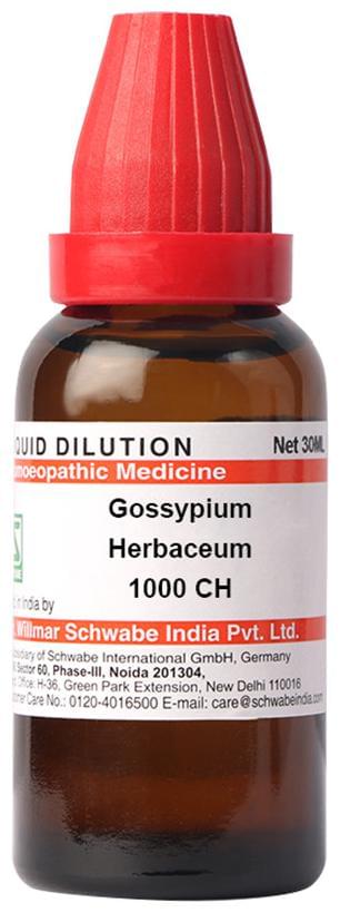 Dr Willmar Schwabe India Gossypium Herbaceum Dilution 1000 CH