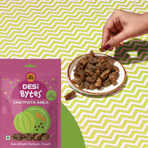 Go Desi Chatpata Amla Bytes | Sun-dried Amla Snack Pack of 10