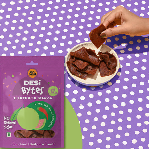 Go Desi Chatpata Guava Bytes | Sun-dried Guava Snack Pack of 10