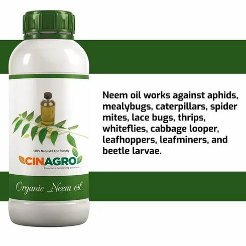 Cinagro Organic Cold Pressed Neem Oil Pesticide Spray for Plants Pest Control & Repellent 1 L