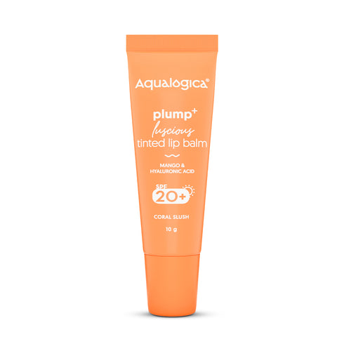 Aqualogica Coral Slush Plump+ Luscious Tinted SPF 20+ Lip Balm with Mango and Hyaluronic Acid