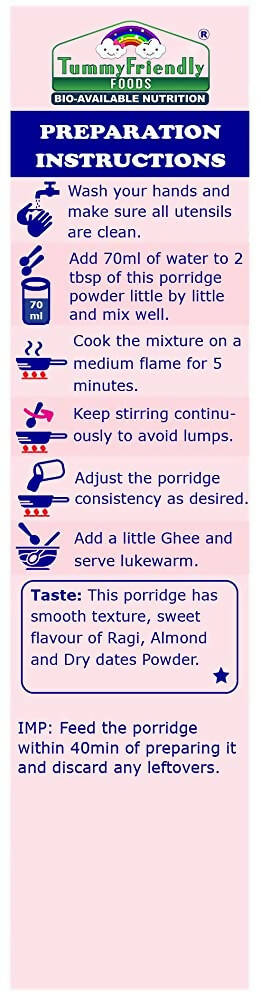 TummyFriendly Foods Organic Sprouted Ragi | Almonds | Dates Porridge Mix