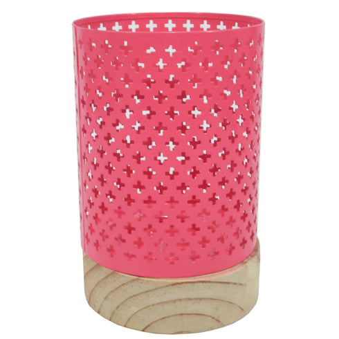 Wooden Candle Holder With Wax Candle( 3"X 3" ) 4"X 4"X 12" HT